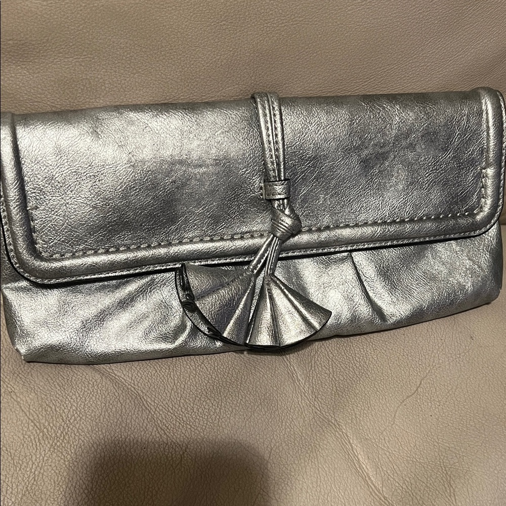 Simply Vera Vera Wang Metallic Silver Tassel Clutch